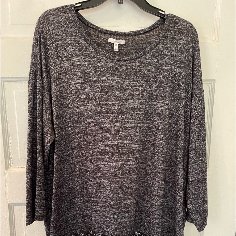 Black soft sweater top with lace.